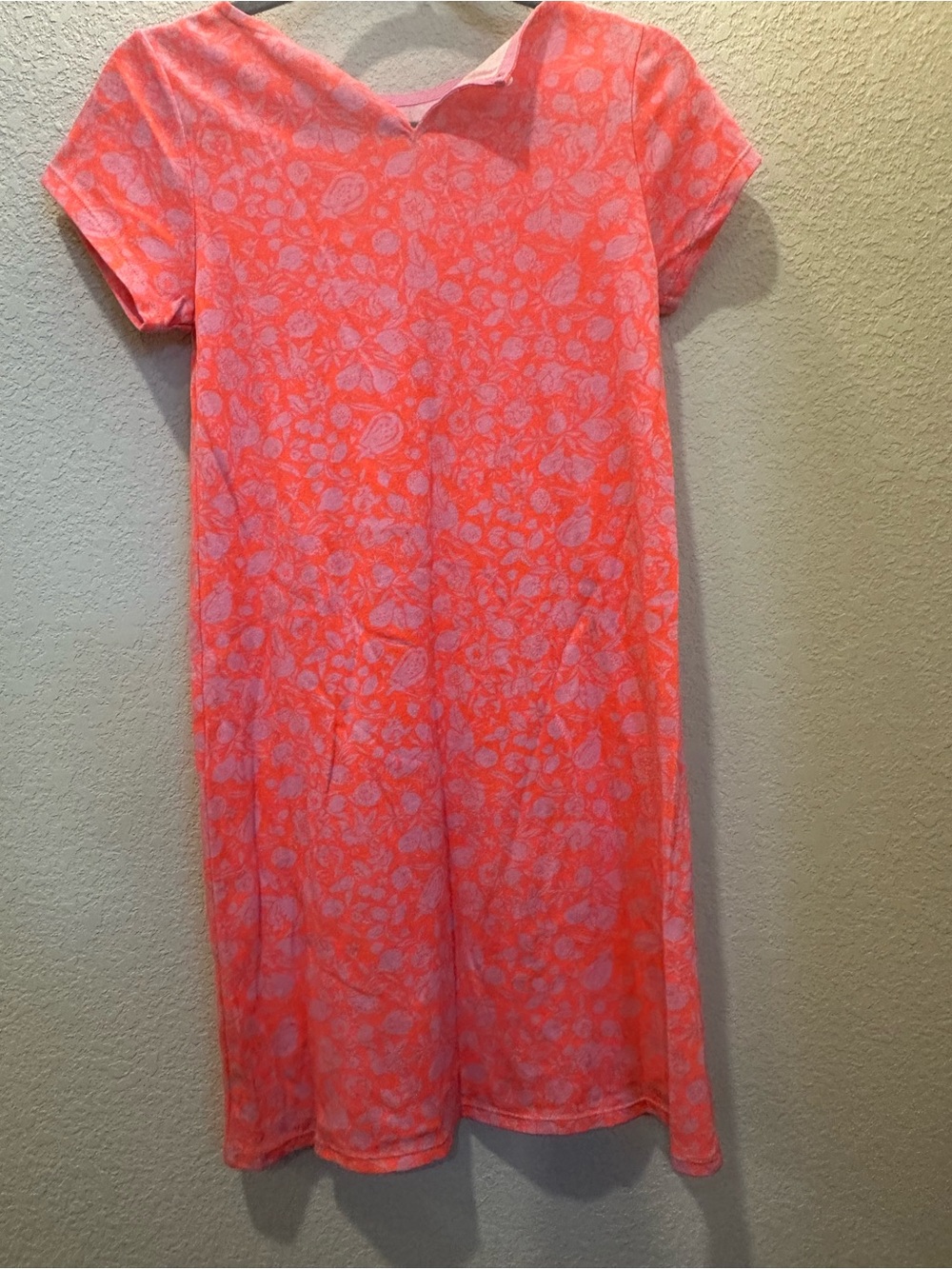 Crewcuts Neon Coral Floral Short-Sleeve A-Line Dress